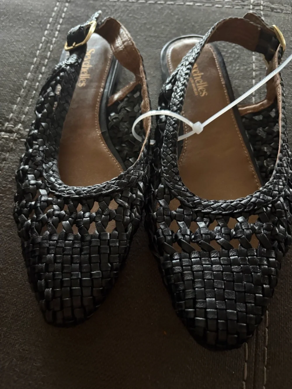 Seychelles Black Braided Slingback Pointed- Toe Flat